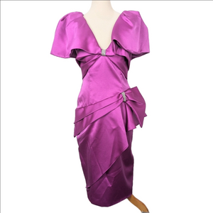 Vintage Deadstock Karen Okada Fuchsia Prom Formal Dress Size 8